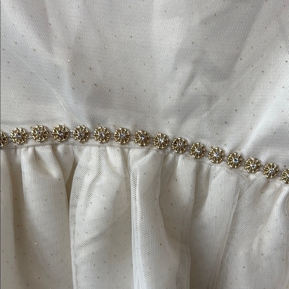 Elegant Little Angels White with Gold Accent Girls Dress Perfect for Christmas! - Picture 3 of 6